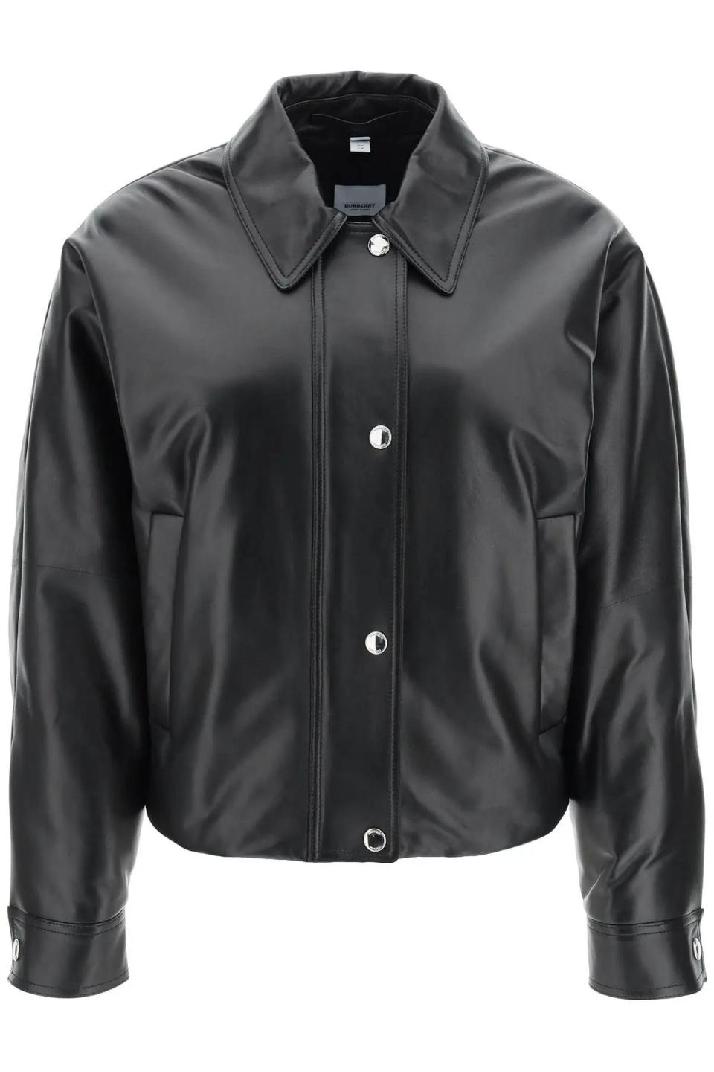 BURBERRYembroidered ekd leather jacket