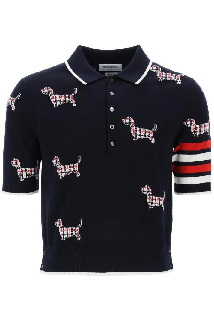 THOM BROWNEhector knitted polo shirt
