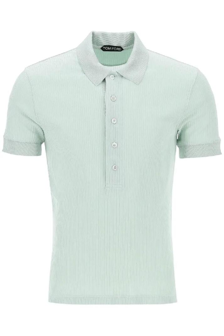 TOM FORD&quot;ribbed knit polo with shiny